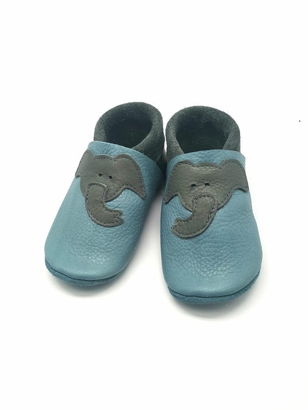 Krabbelschuhe, Babyschuhe Elefant  blau von Safinio